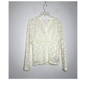 Vintage Nine & Company Babydoll Sheer Lace Long Sleeve Top With Inner Cami Sz M